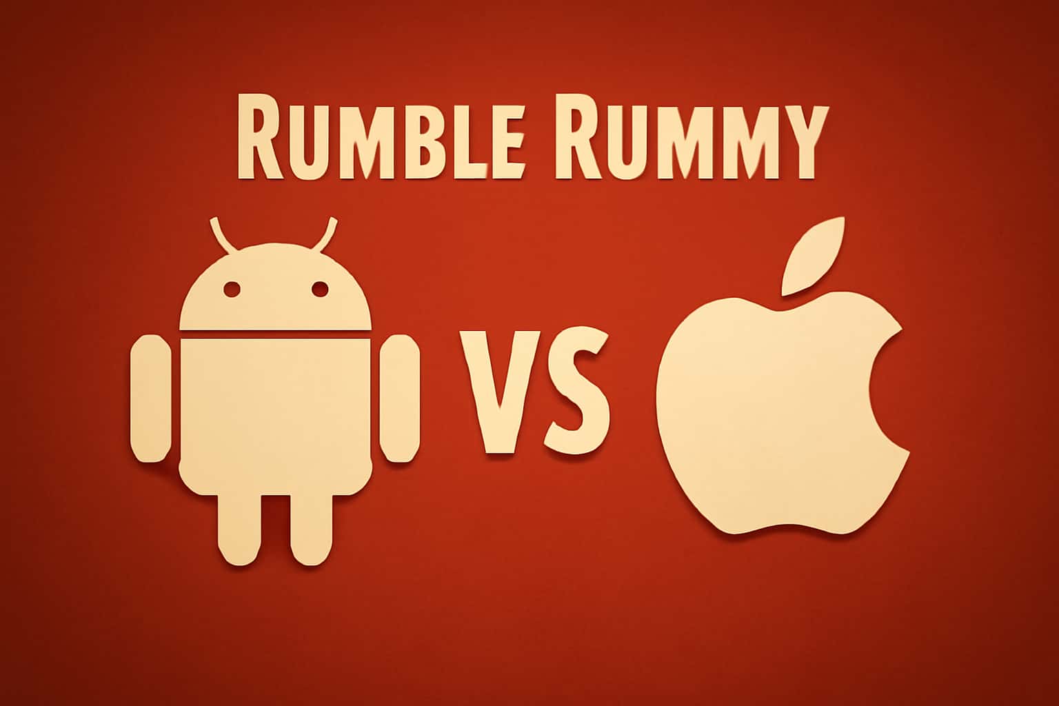 An informative graphic comparing Android and iOS versions of Rumble Rummy.
