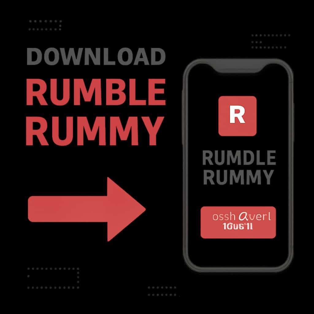 Illustration of the download process for the Rumble Rummy App.