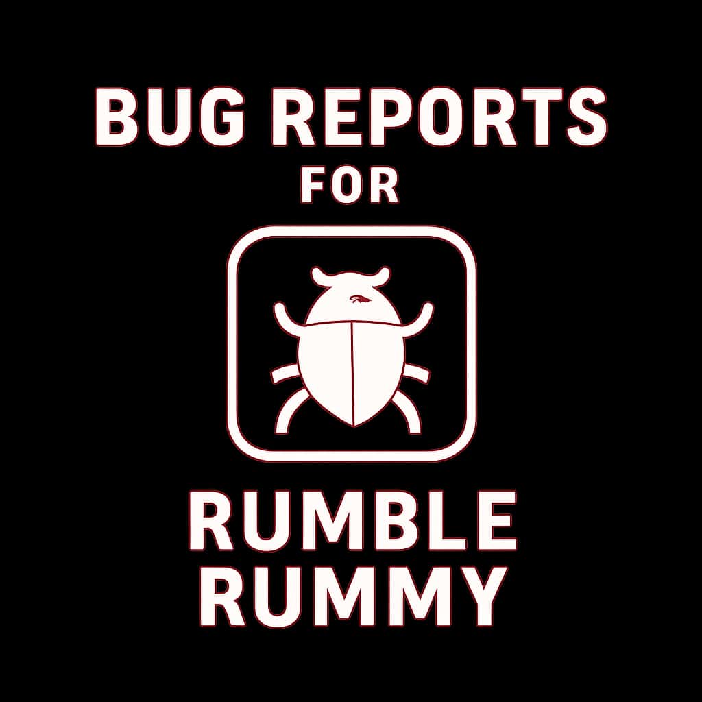 An icon representing bug reports for the Rumble Rummy application.