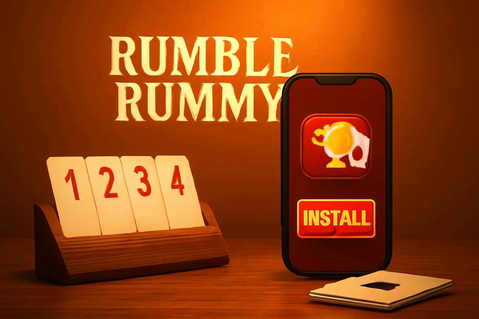 Visual representation of the Rumble Rummy installation process.
