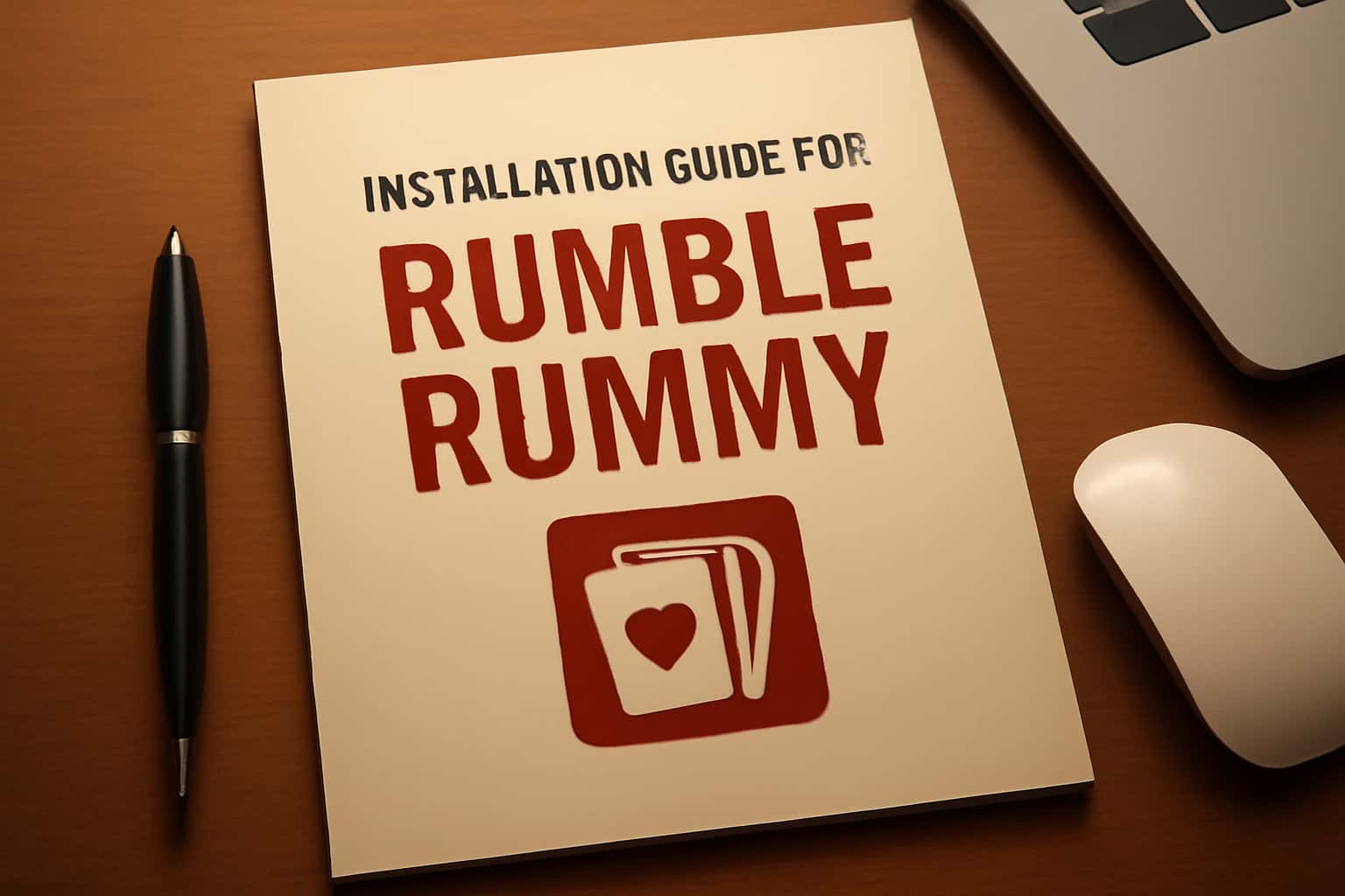 Informational scene depicting the installation process for Rumble Rummy.