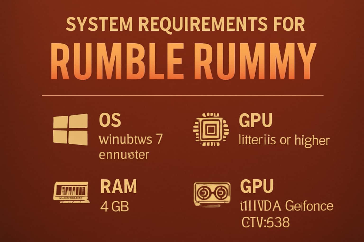 A visual summary of system requirements for Rumble Rummy.