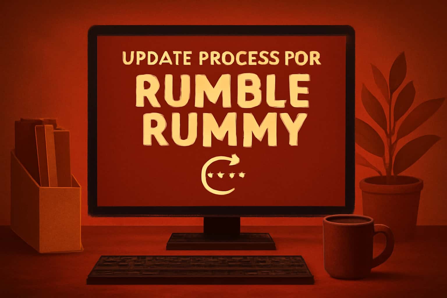 An informative graphic illustrating the update process for Rumble Rummy.
